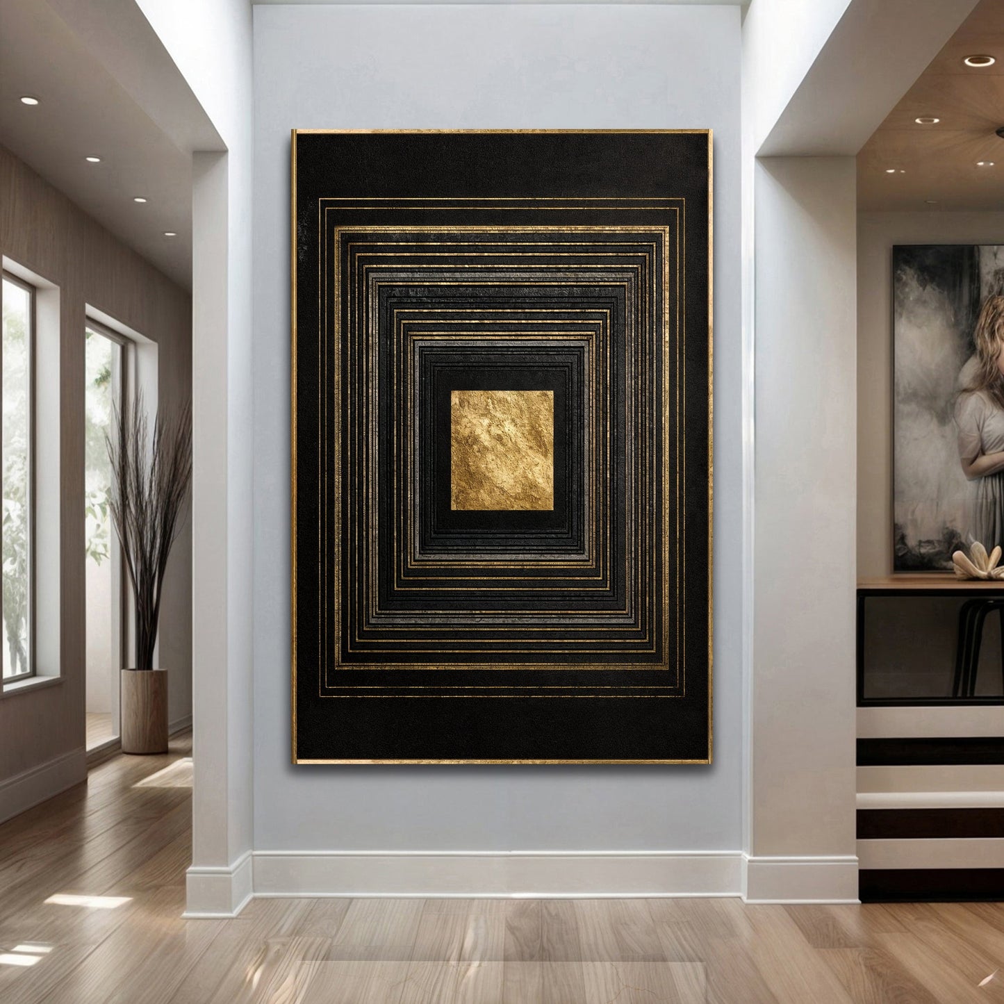 Gold Pulse on Black Wall Art