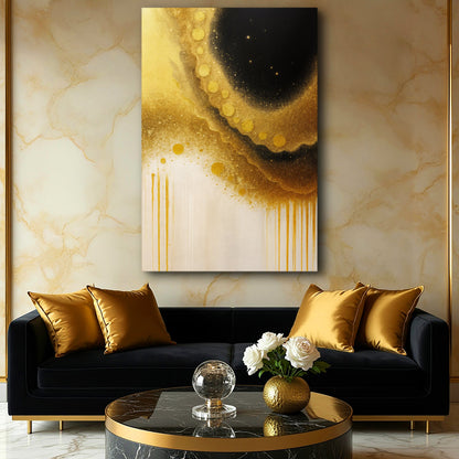 Gilded Noir Abstraction Wall Art