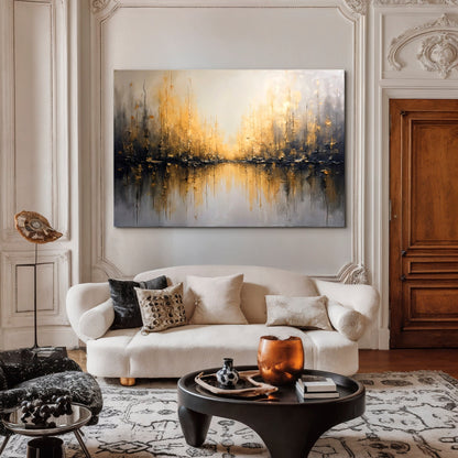 Luminous Gold Reflections Wall Art