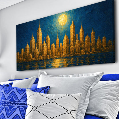 Impasto Golden Skyline Wall Art