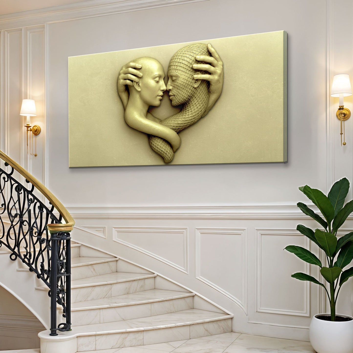 Abstract Lovers: A Study in Devotion Wall Art