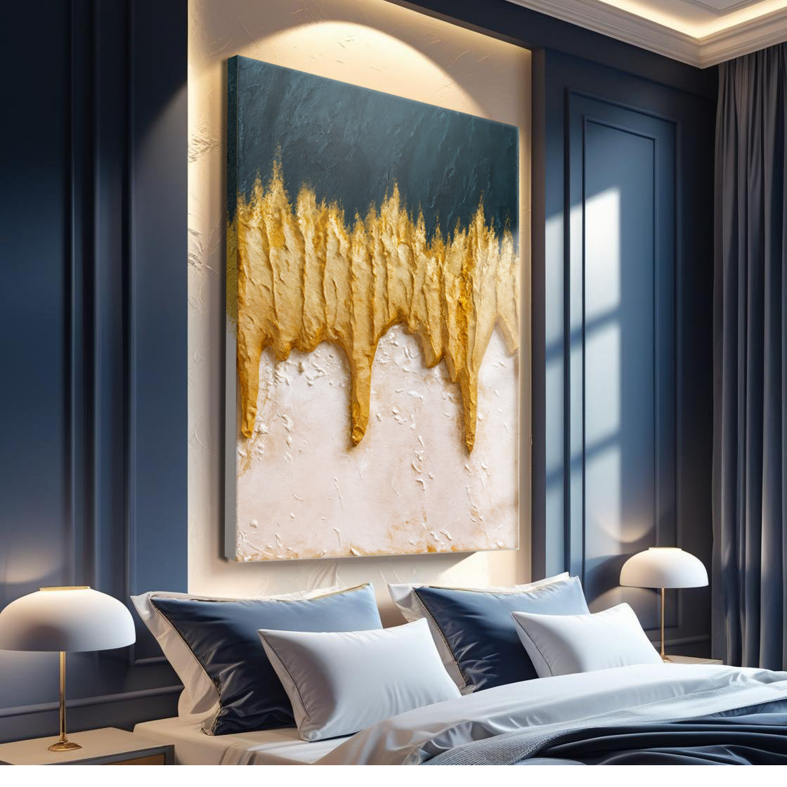 Azure & Gold Abstract Wall Art