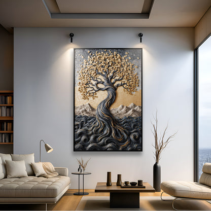 Golden Tree of Life Minimalist Wall Art