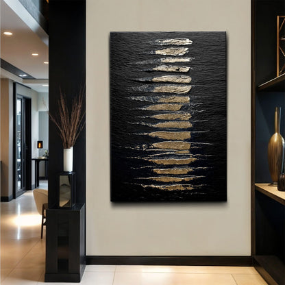 Gilded Linework on Black Wall Art