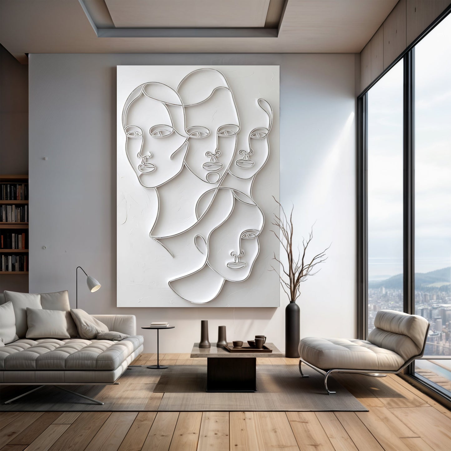 3D Abstract Faces Composition Wall Art