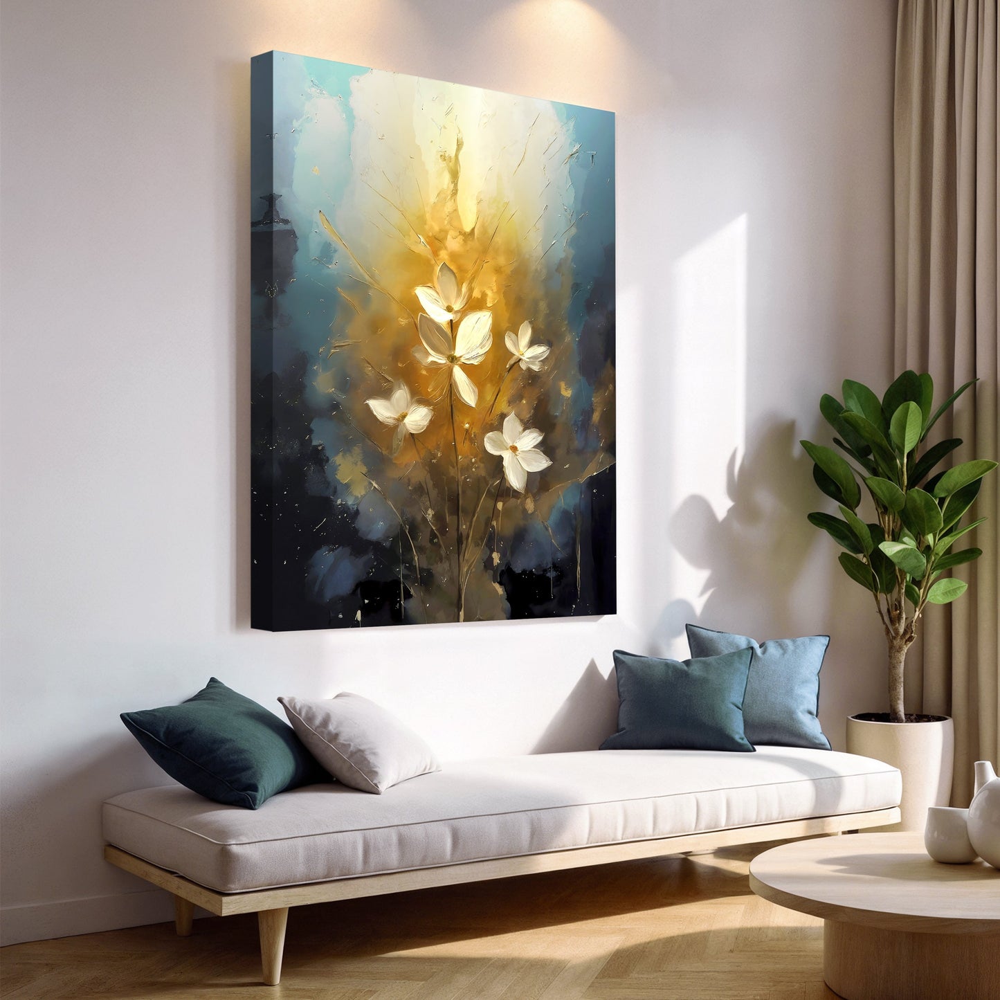 Golden Blossom Serenity Wall Art