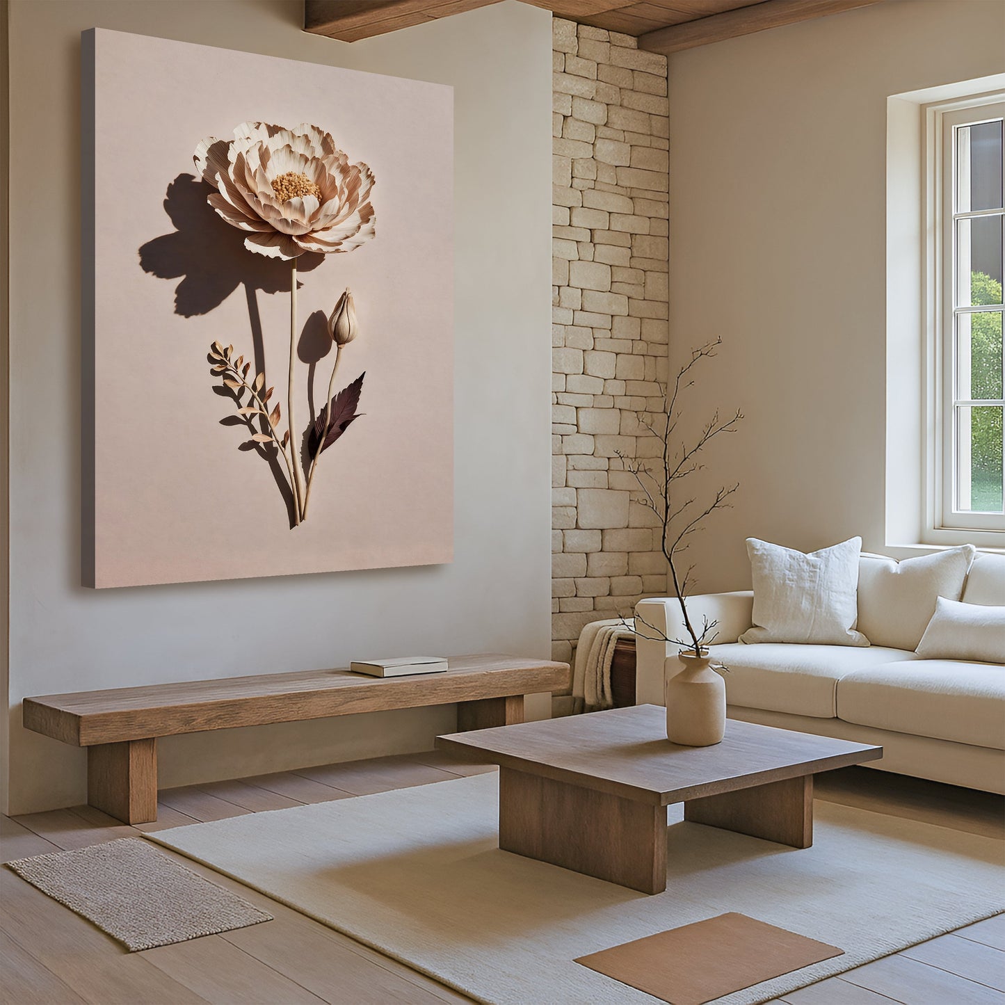 Solitary Flower Outline Wall Art