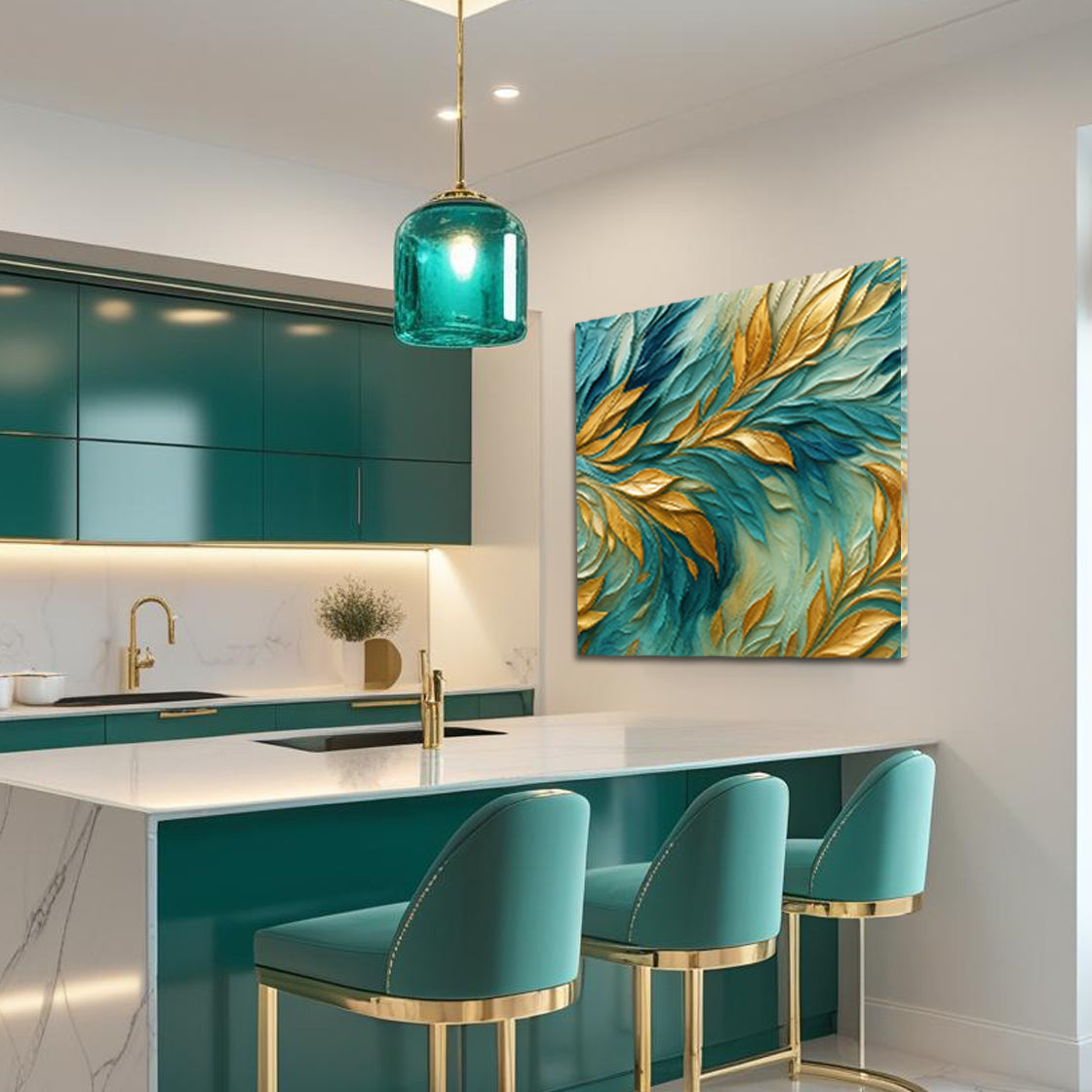 Frosted Gold and Blue Composition Wall Art