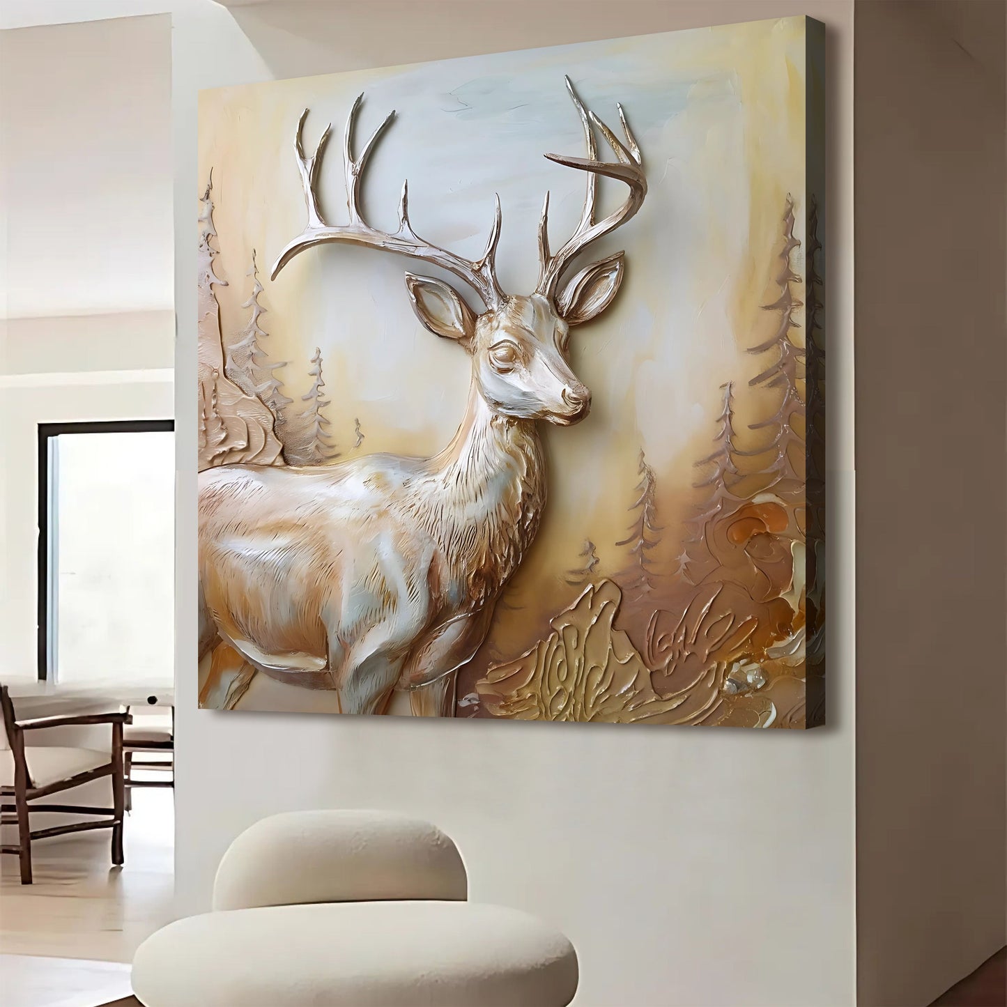3D Deer Sculpture Panel