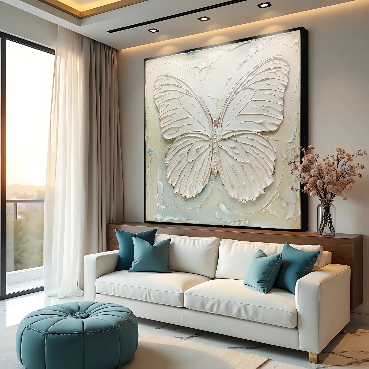 3D White Butterfly Sculpture Panel Wall Art