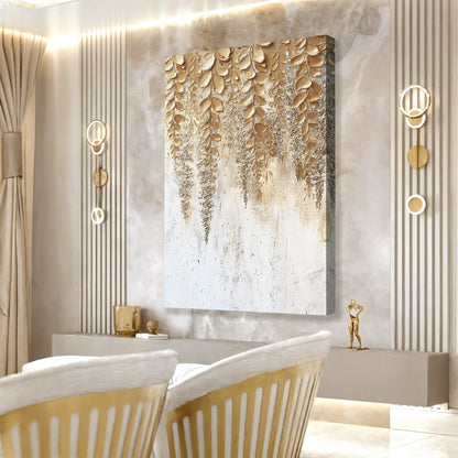 Cascading Gold Wisteria Wall Art