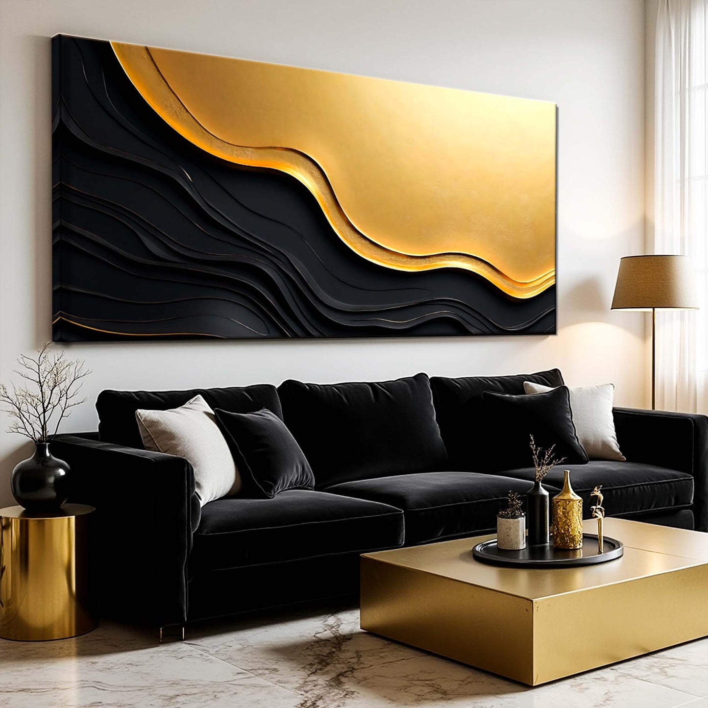 Gold on Black Composition V Wall Art