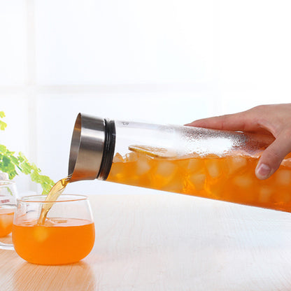 Thick Glass Juice Pitcher with Lid and Leak-Proof Design