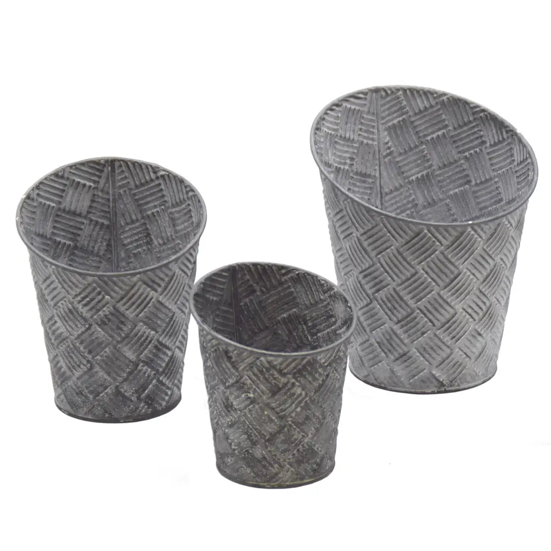 Round Basketweave Planters