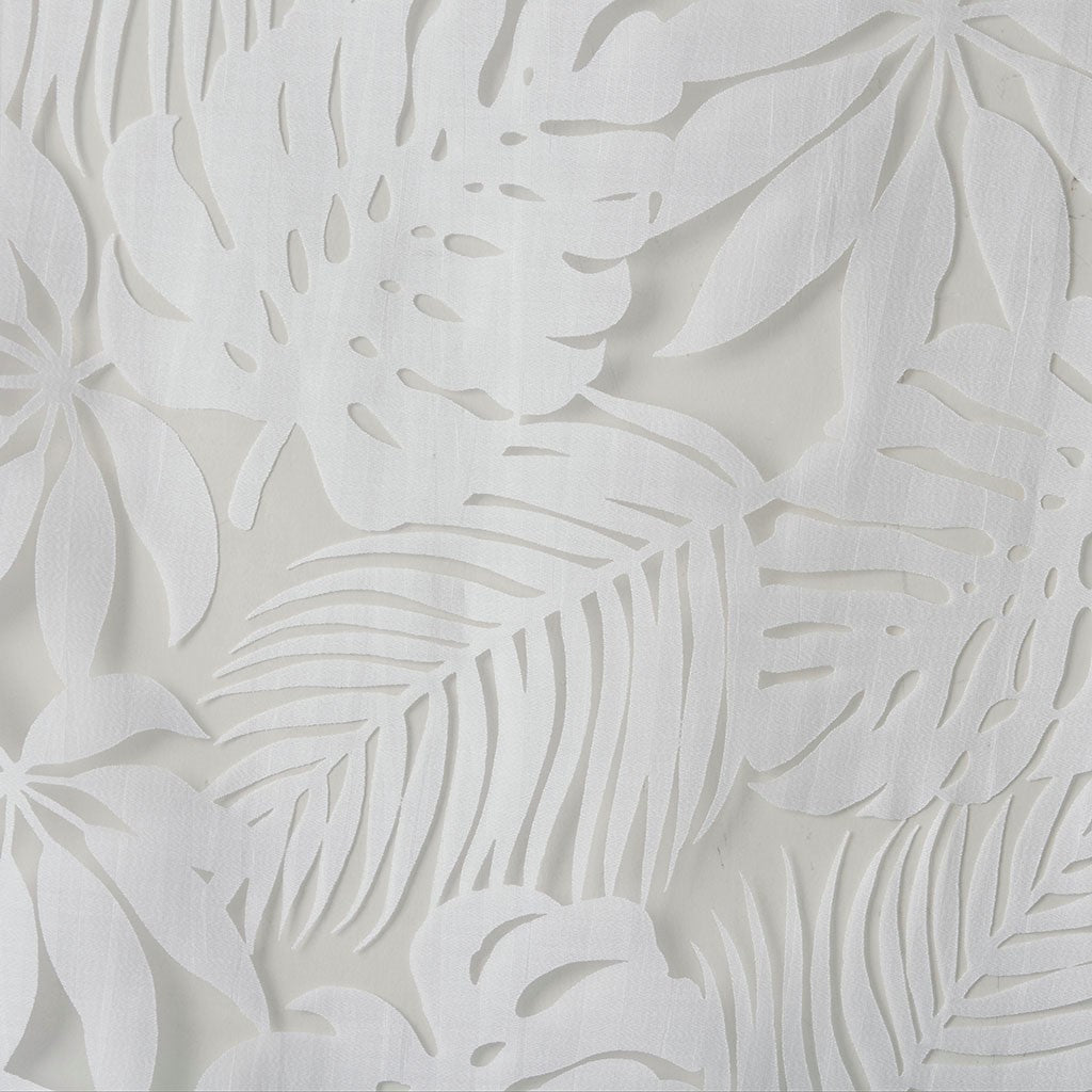 Palm Leaf Burnout Sheer Window Curtain White 50x63