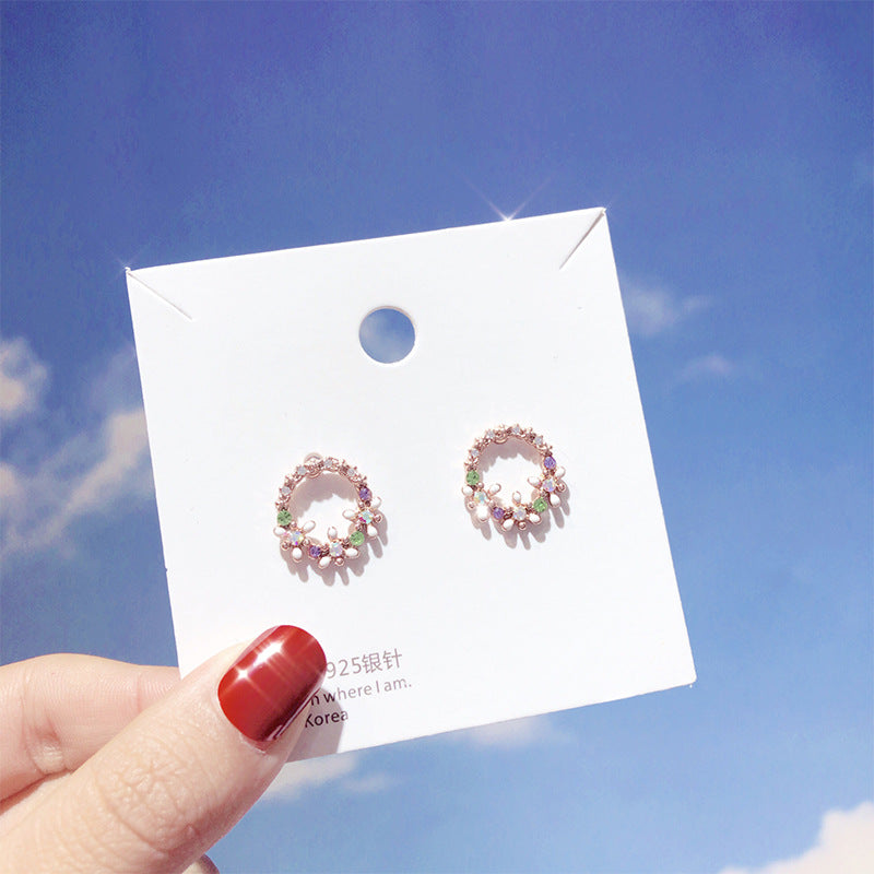 Petal Earrings, Pearl Studs, Colorful Drop Earrings