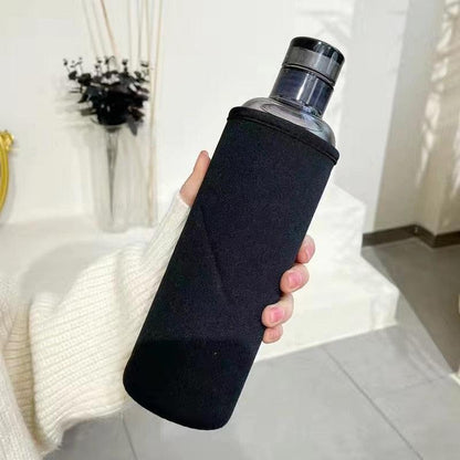 500ml Glass Water Bottle with Time Marker Transparent Milk Cup Outdoor Sports Portable Leakproof Drink Bottle with Cup Sets Water Bottle Leak-proof Time Scale Print Transparent High  Bottle for Office Water Bottle