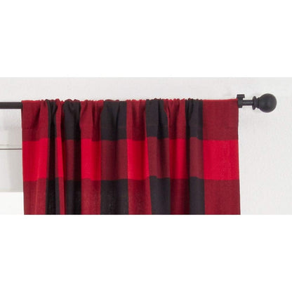 Buffalo Plaid Home Décor 100% Pure Cotton Rod Pocket Window Curtain Single 1 Panel for Bedroom, Living Room, Patio Door Backing Sliding Glass Door Drape, 54 Inches W x 108 Inches L, Red-Black