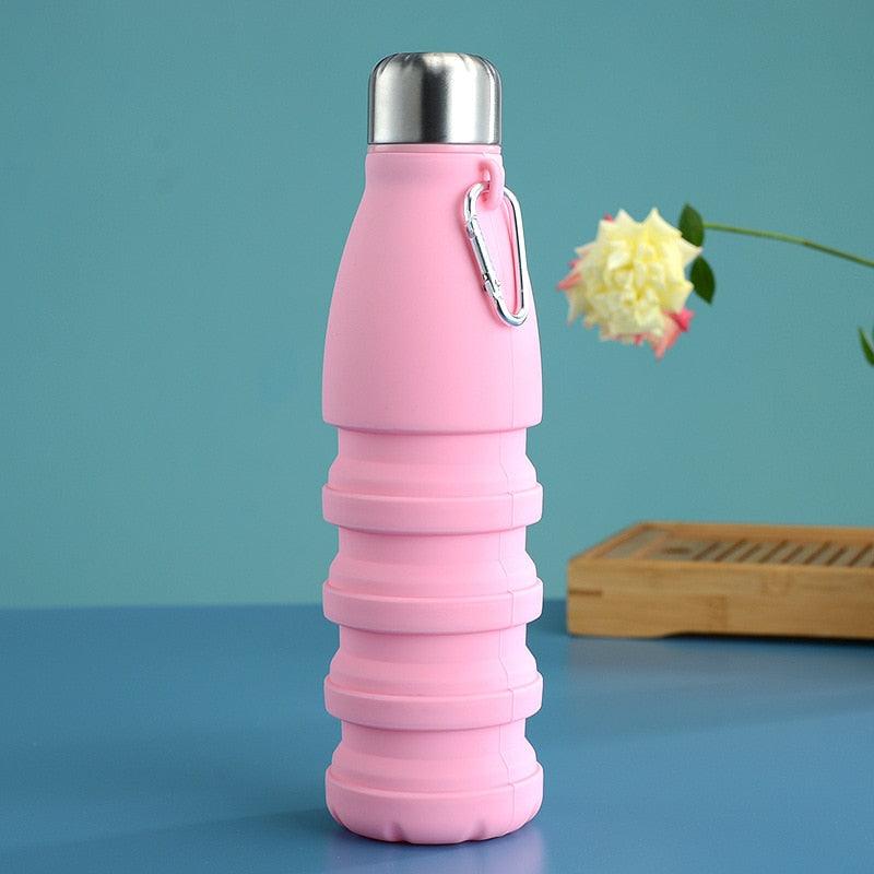 550ML Portable Silicone Bottle Retractable Folding Water Bottle Outdoor Sports Travel Drinking Cup with Large Capacity Silicone Foldable Sports Bottle Reusable Folding Travel Water Container for Gym Camping Hiking Fishing