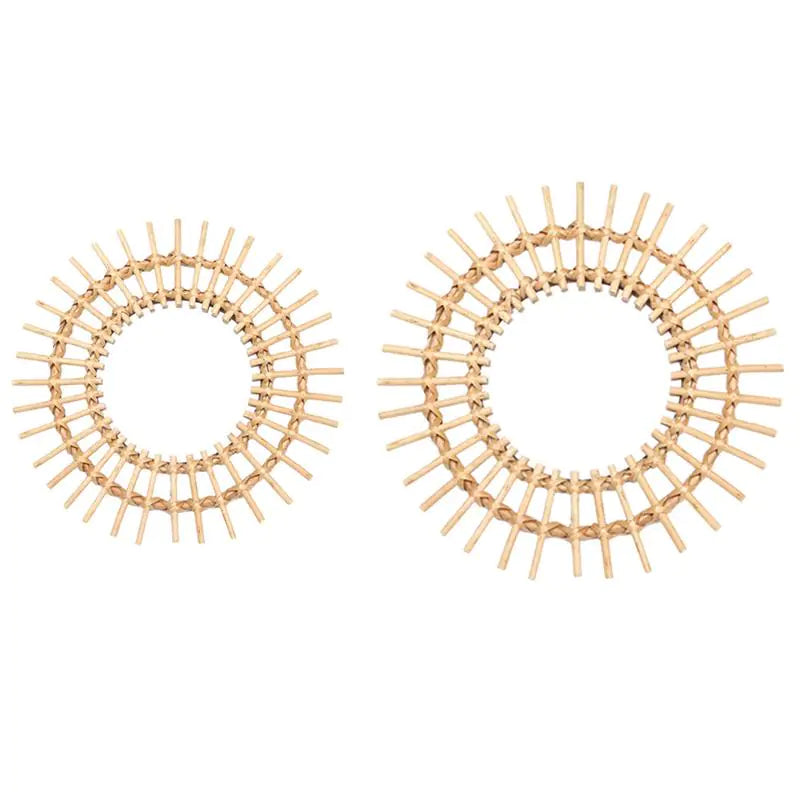 Gold Woven Decorative Mirror - Nordic Handmade Bamboo Wall Art
