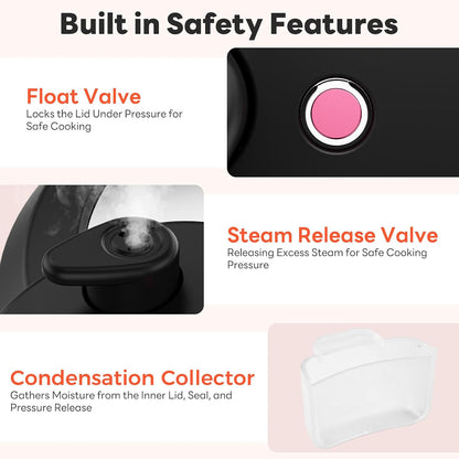 16-in-1 Electric Pressure Cooker, 6QT Programmable Multi Cooker with 12 One-Touch Presets, Soup Steam Yogurt and More, Ceramic Inner Pot Delay Start & Keep Warm, Includes Recipe Guide, Black