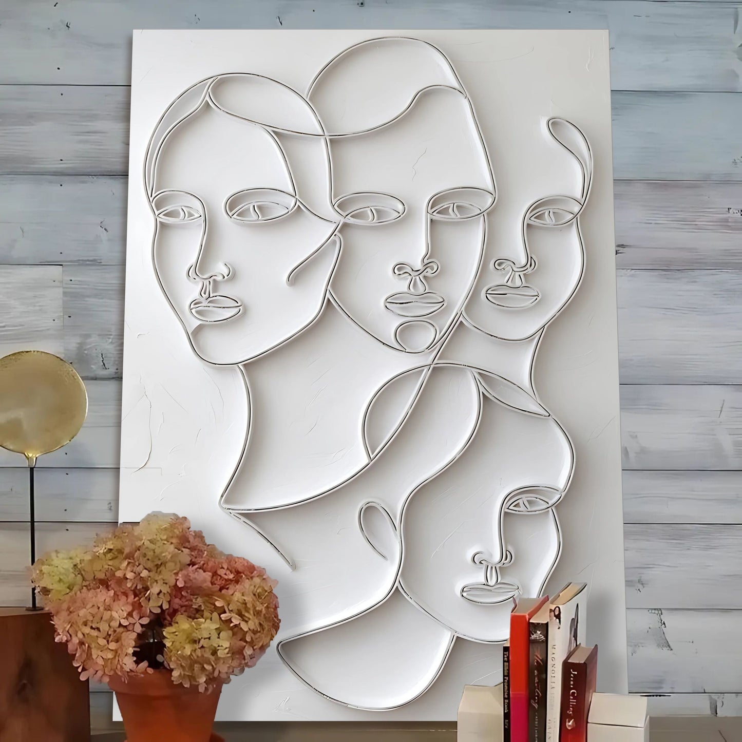 3D Abstract Faces Composition Wall Art