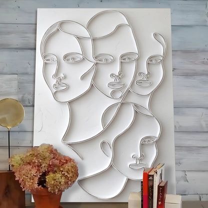 3D Abstract Faces Composition Wall Art