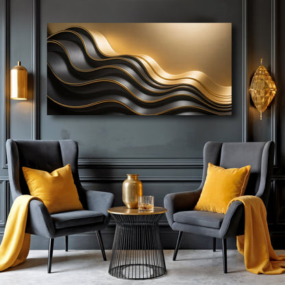 Abstract Noir & Gold IV Wall Art