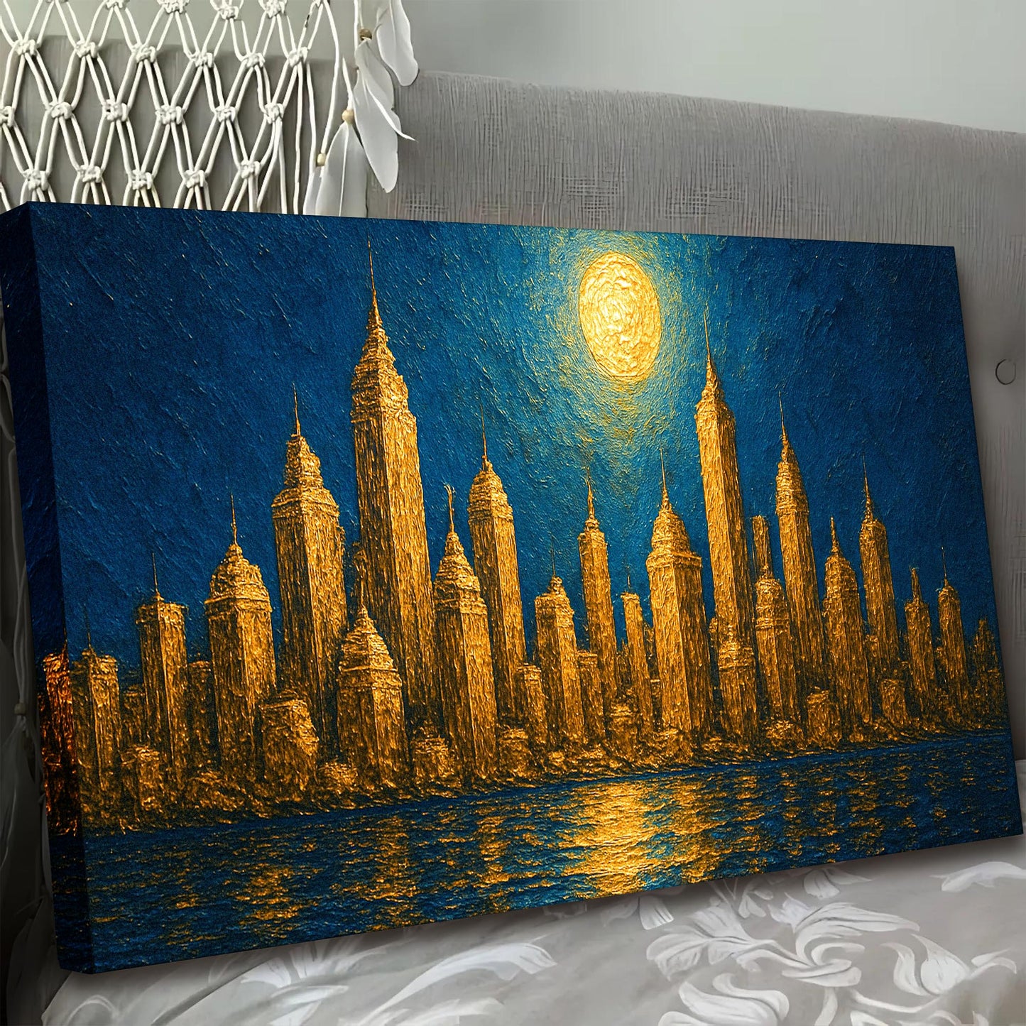 Impasto Golden Skyline Wall Art