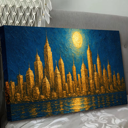 Impasto Golden Skyline Wall Art