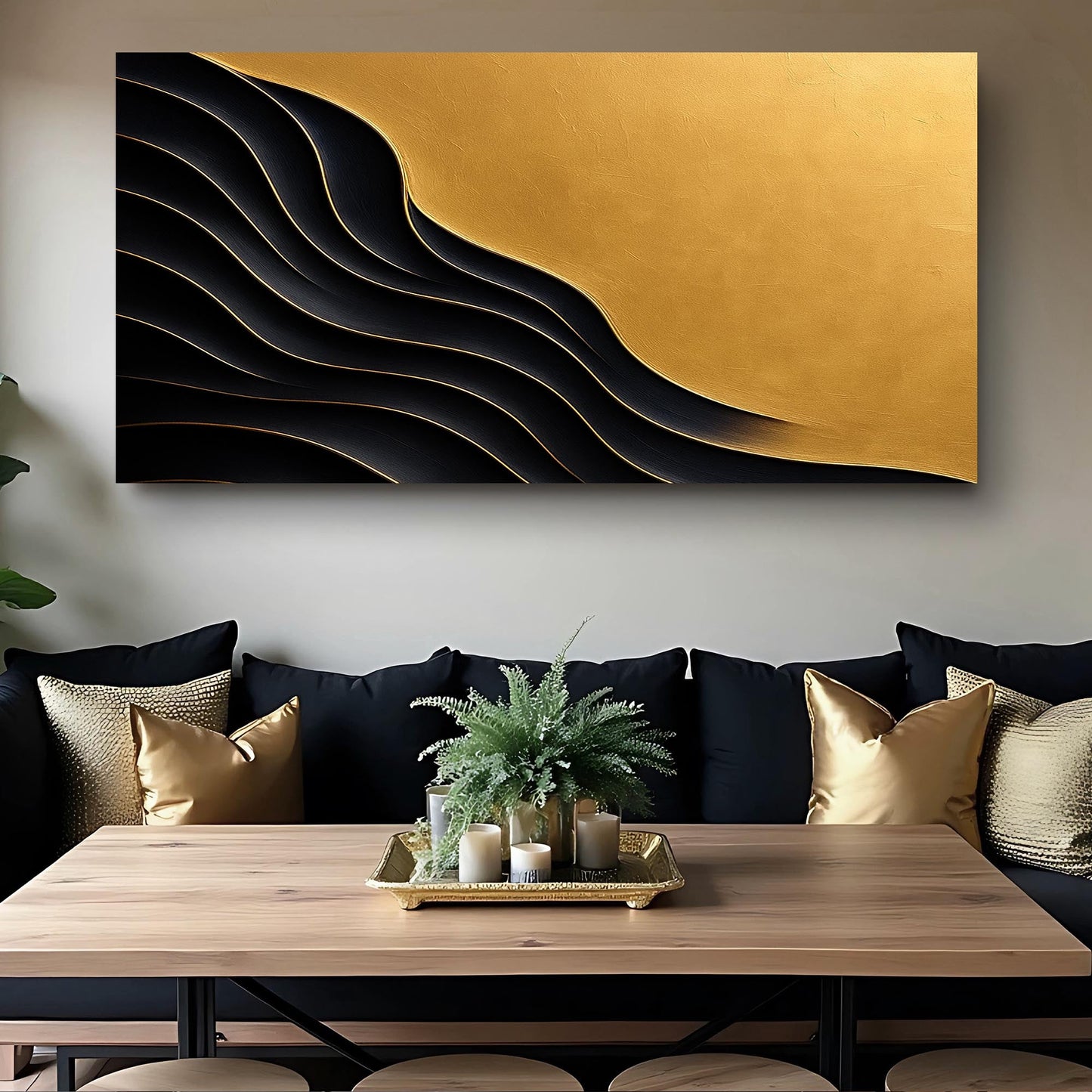 Abstract Noir & Gold XI Wall Art