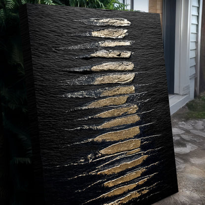 Gilded Linework on Black Wall Art
