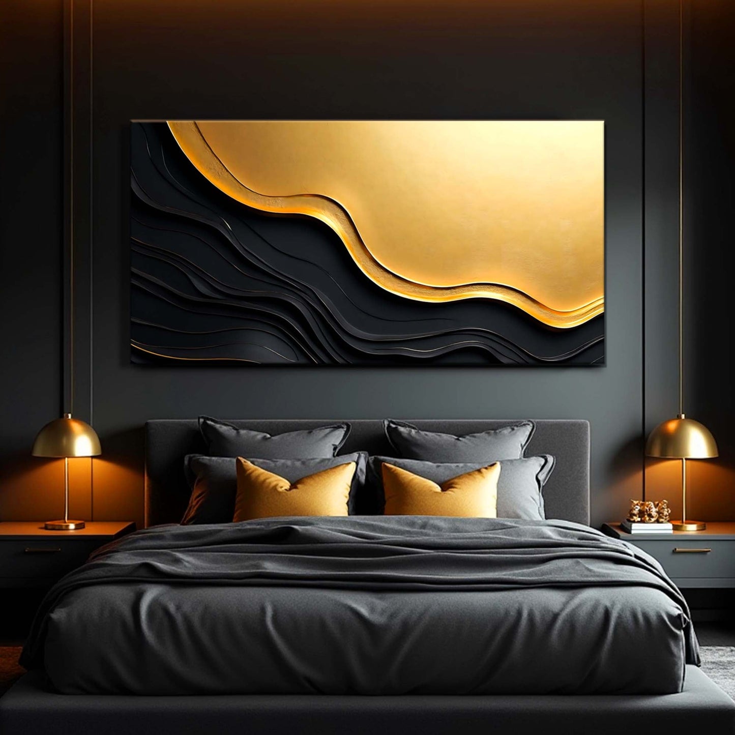 Gold on Black Composition V Wall Art