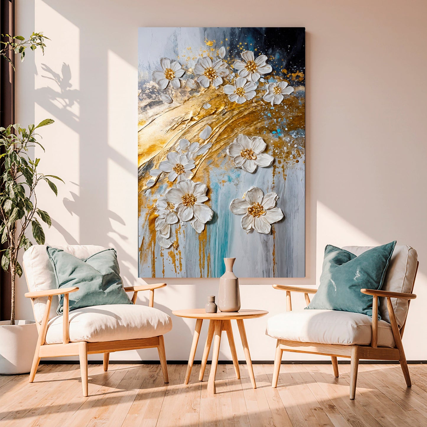 Gilded Floral Abstraction Wall Art