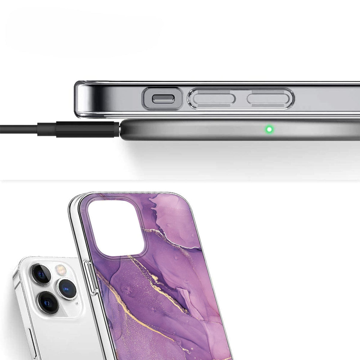 iPhone 15 Pro Max Purple Marble Case - Stylish Protection | Inspire Series