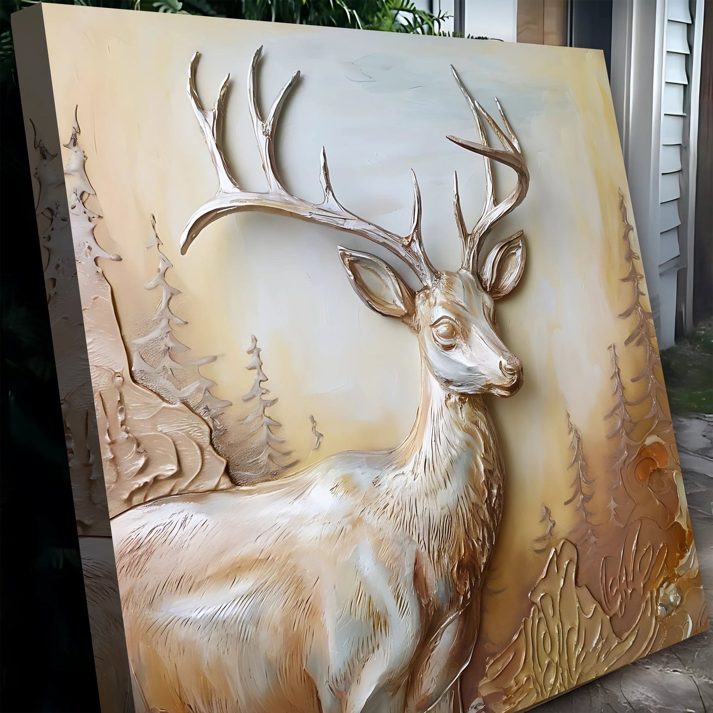 3D Deer Sculpture Panel