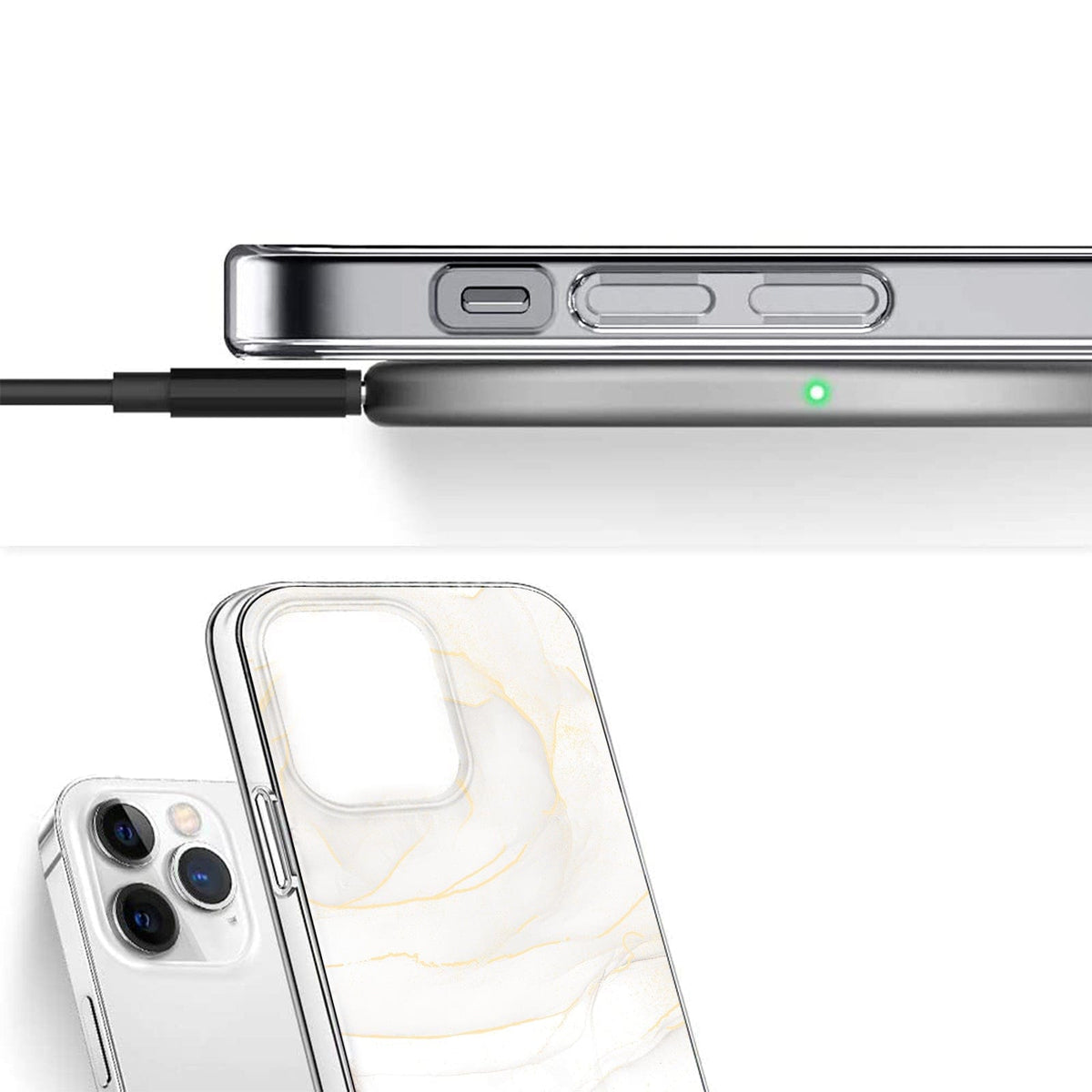 iPhone 15 Pro Max White Marble Case - Classic Design | Inspire Series