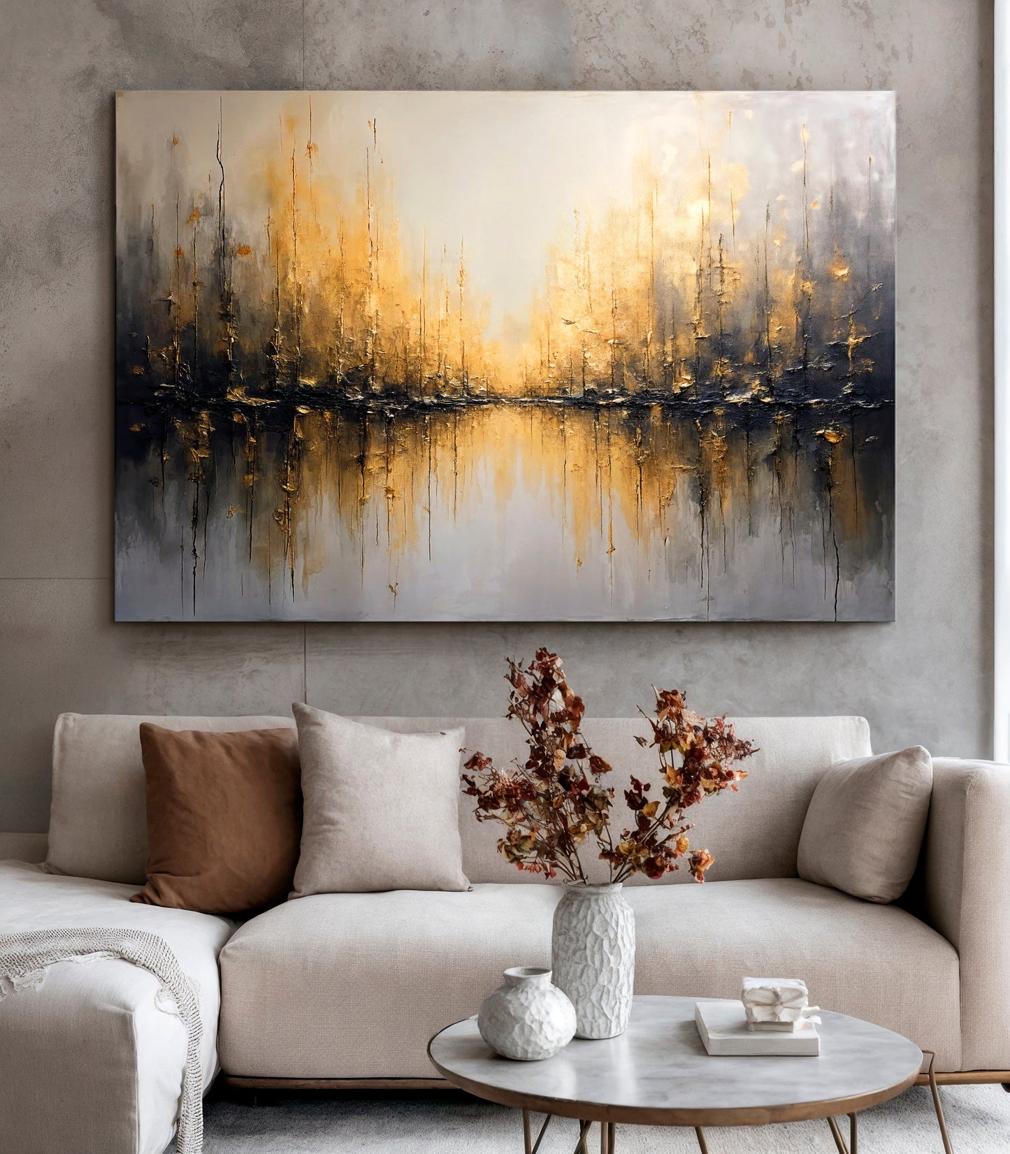 Luminous Gold Reflections Wall Art