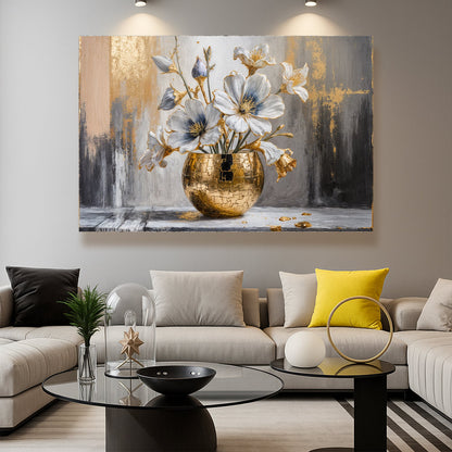 Gilded Magnolia Bloom Abstract Art