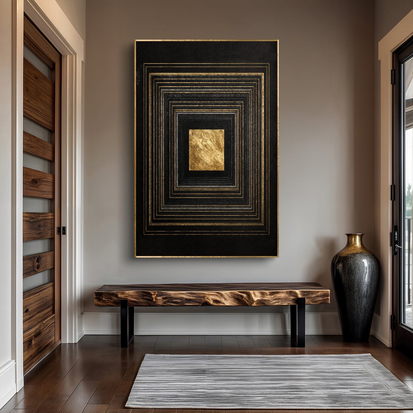 Gold Pulse on Black Wall Art