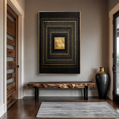 Gold Pulse on Black Wall Art