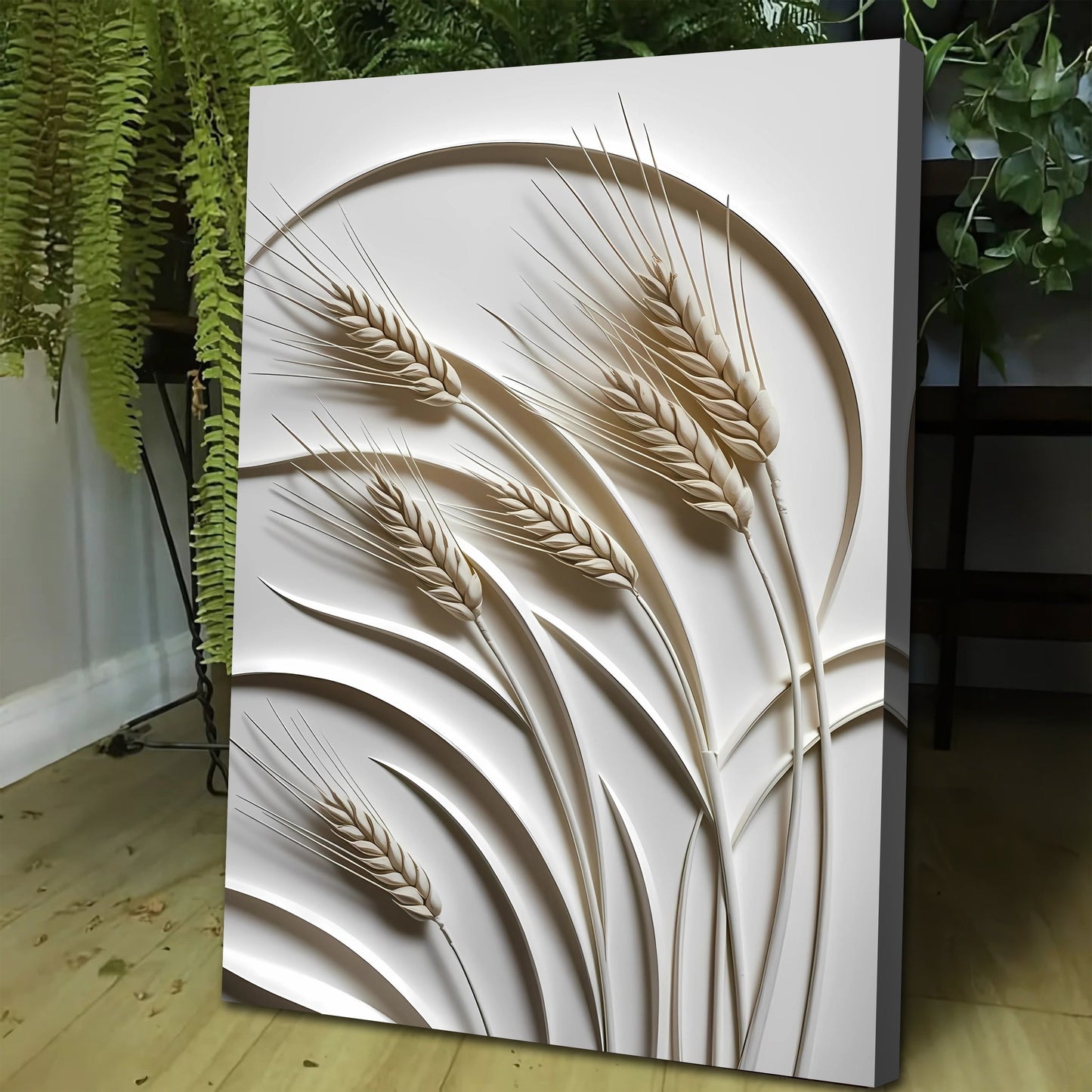 3D Wheat Relief Sculpture Wall Art