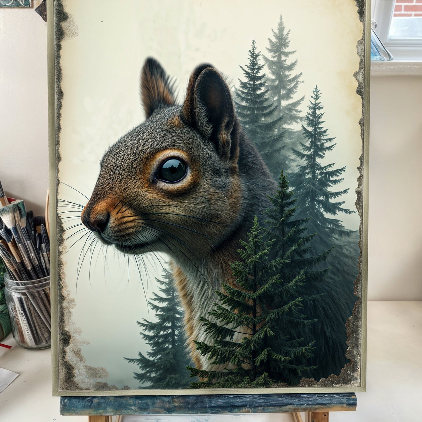Double Exposure Squirrel Portrait