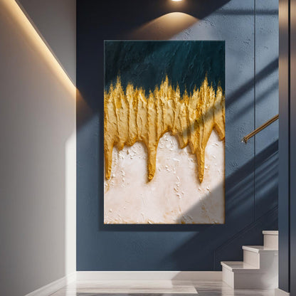 Azure & Gold Abstract Wall Art