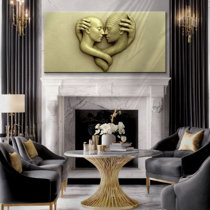 Abstract Lovers: A Study in Devotion Wall Art