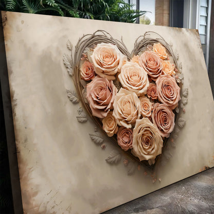 Modern Floral Heart Silhouette III Wall Art