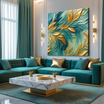 Frosted Gold and Blue Composition Wall Art