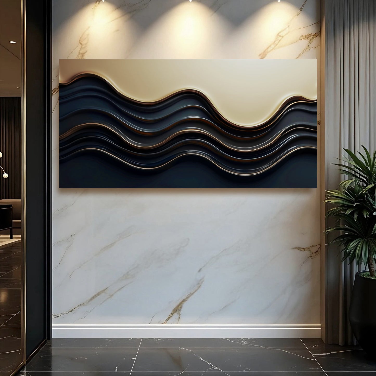 Gold on Black Composition III Wall Art