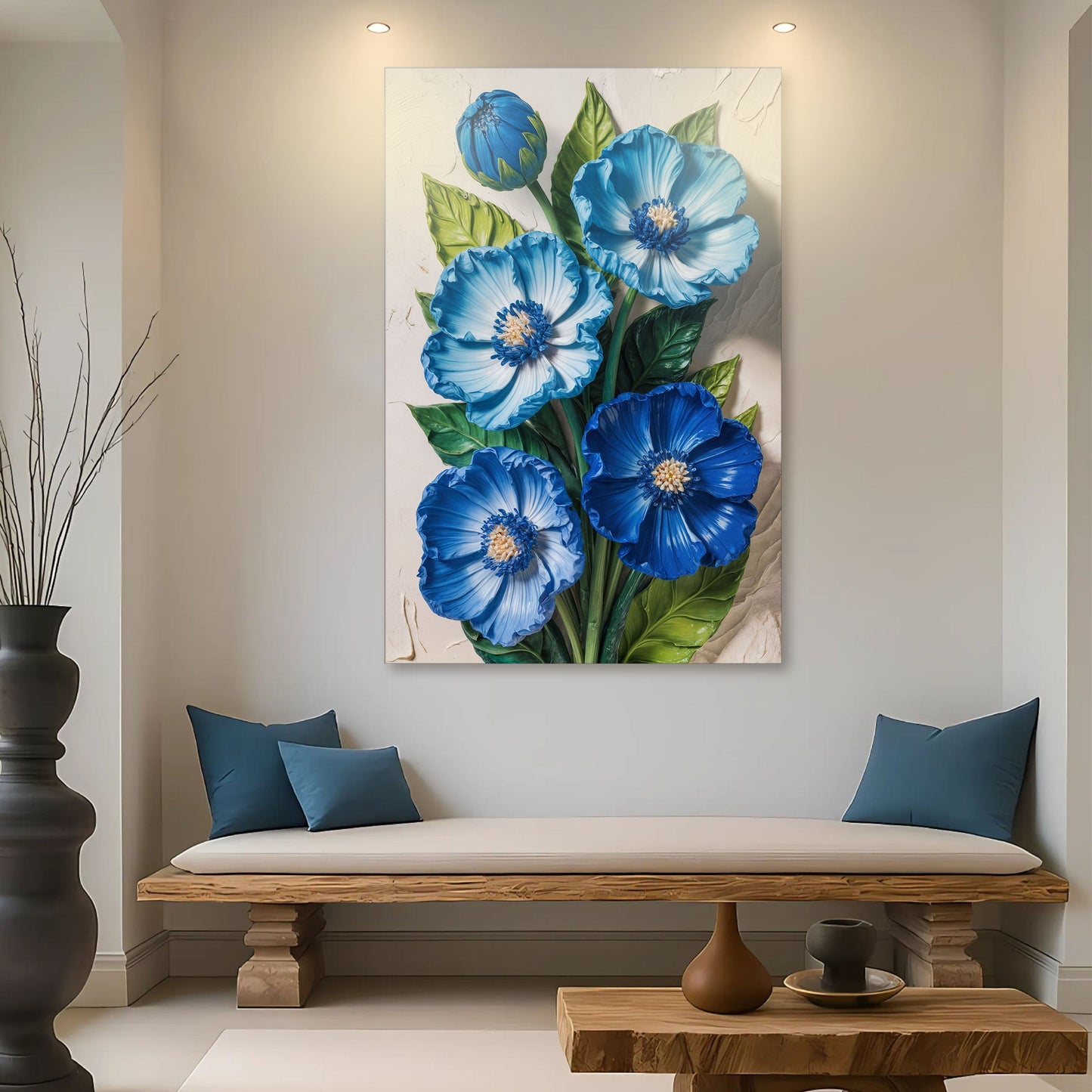 Blue Petal Symphony Wall Art