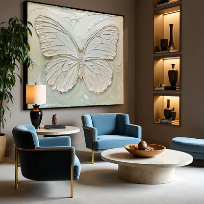 3D White Butterfly Sculpture Panel Wall Art
